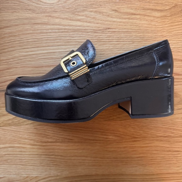 Dolce Vita Black Loafers with Gold Buckle - Picture 7 of 12